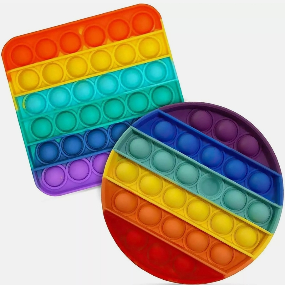 New! Rainbow Popit Fidget Pop Toy Sensory Set stress relief 2pc